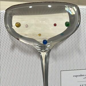 NWT-Cupcakes & Cashmere Polka Dot Coupe Glasses Set of Two